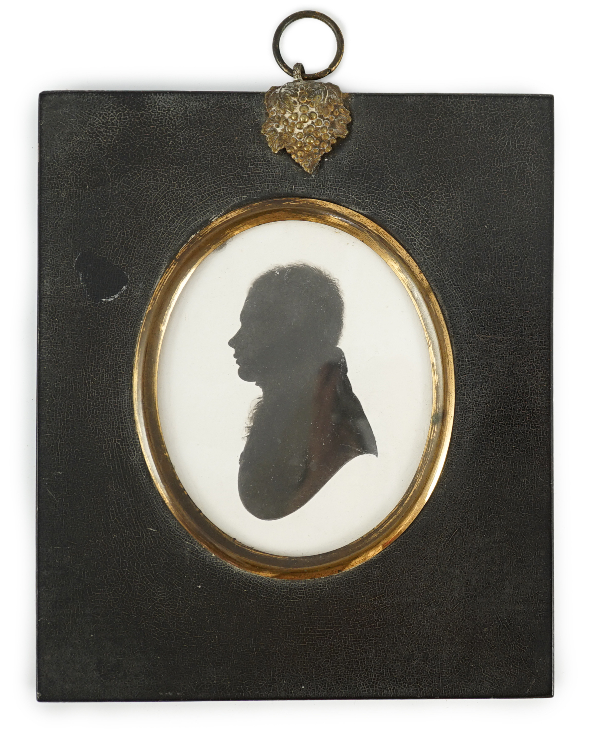 John Miers (1756-1821), Silhouette of a gentleman, painted plaster, 8 x 6.5cm.